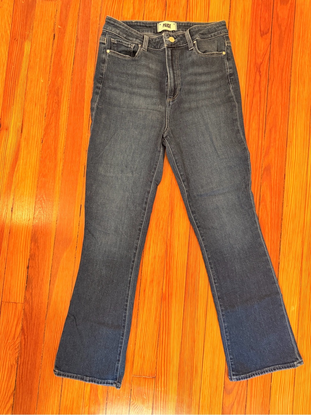 PAIGE High-Rise Dark Blue Bootcut Jeans